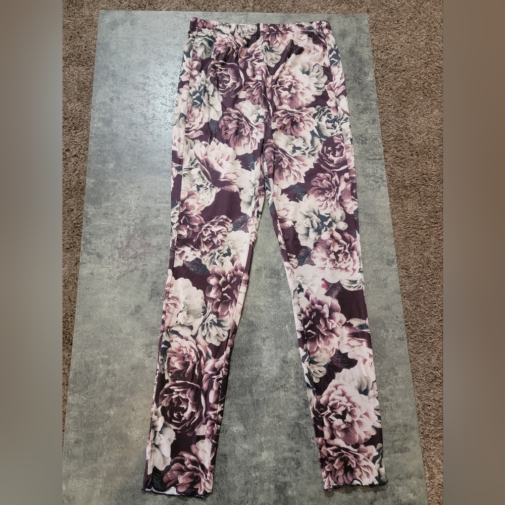 Joyfolie Pink and Purple Floral Leggings